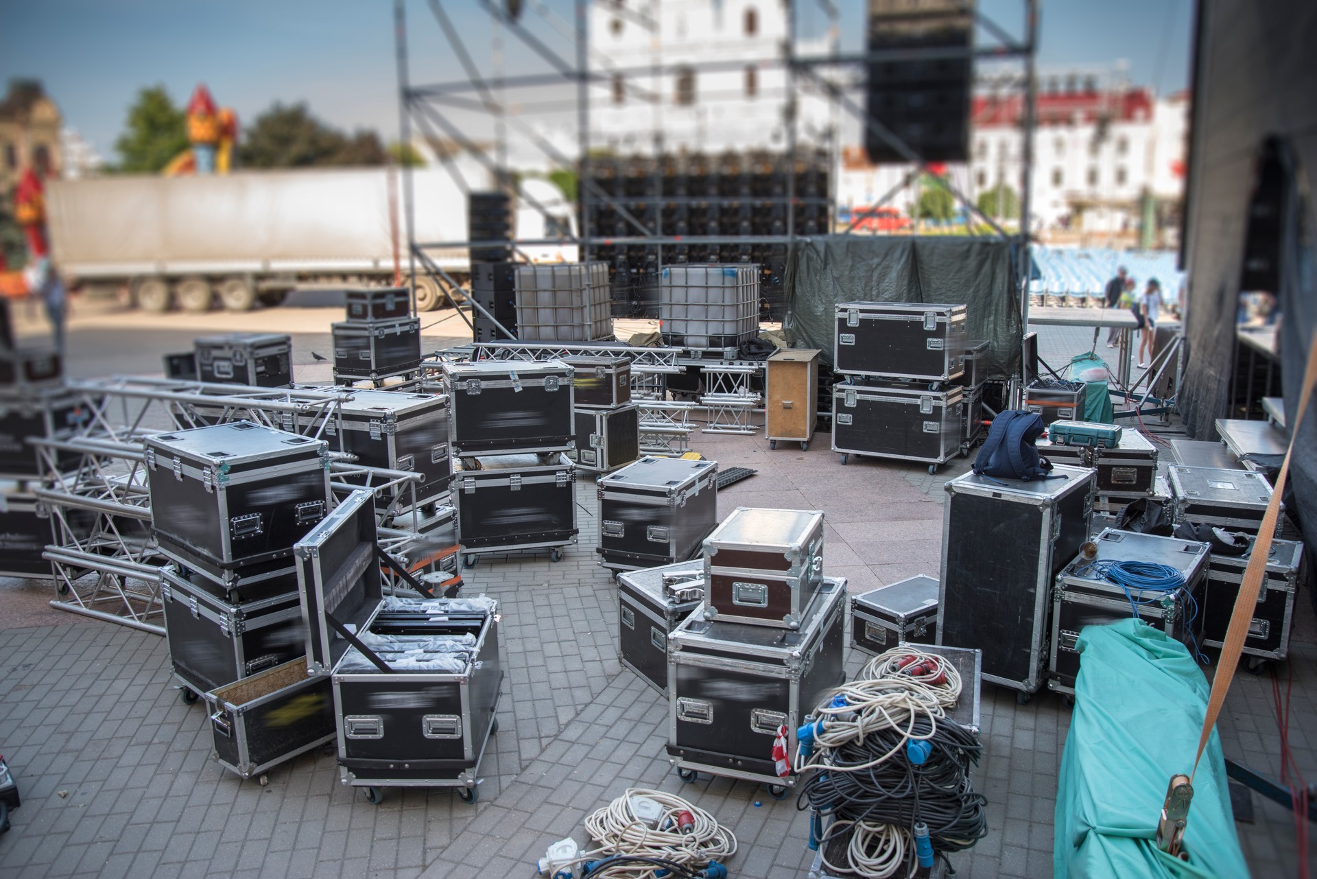 Preparing the stage for a concert