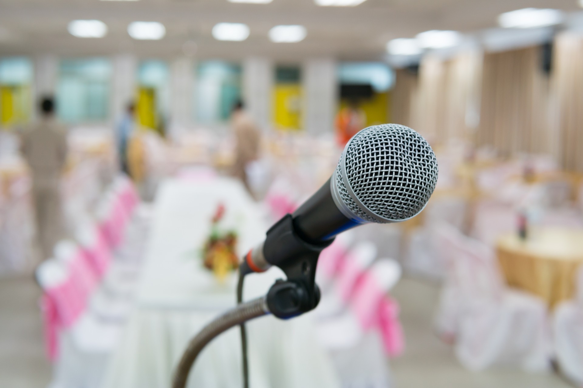 Microphone on stand before wedding ceremony